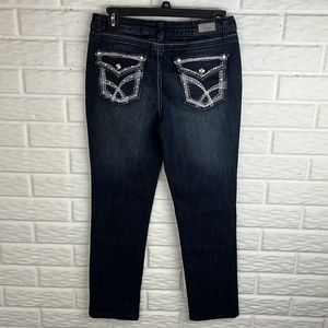 EARL JEANS SKINNY POCKET BLING RHINESTONES DARK WASH SIZE 4